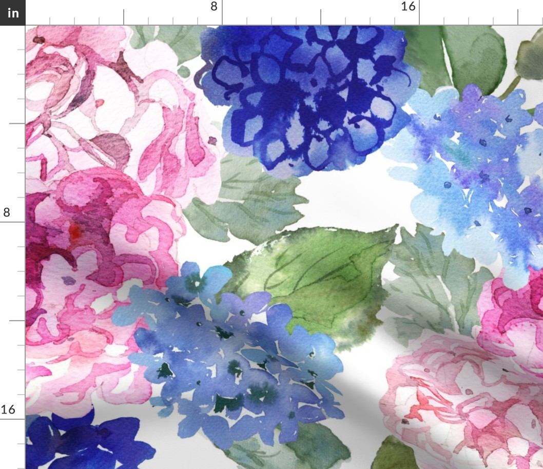 Spring Hydrangea Watercolor (Extra Large 24" Repeat) 