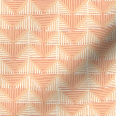 Barkcloth Rustic Triangles medium wallpaper scale apricot soft coral by Pippa Shaw