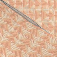 Barkcloth Rustic Triangles medium wallpaper scale apricot soft coral by Pippa Shaw