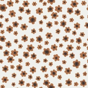 SMALL stamped daisy fabric - boho floral fabric interiors