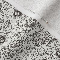 MINI sketched floral outline fabric - interiors minimal black and off-white wallpaper