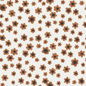 MEDIUM stamped daisy fabric - boho floral fabric interiors