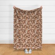 MEDIUM  linocut blossoms fabric - interiors boho brown design block print fabric