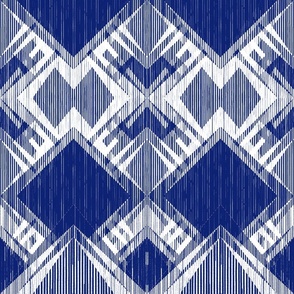 Diamond Striped Ikat plain blue