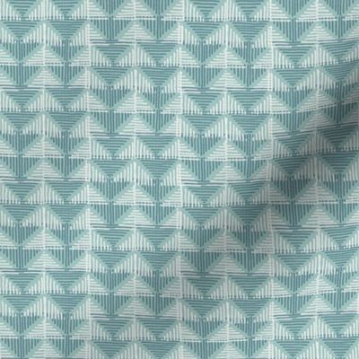 Barkcloth Rustic Triangles small scale celadon sage by Pippa Shaw