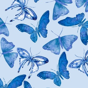 Charming Watercolor Butterfly Pattern In Shades Of Blue