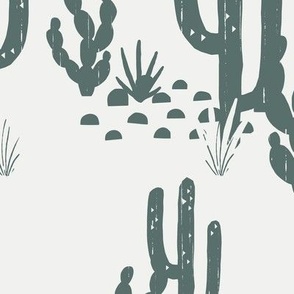Large // Cactus Field Oatmeal and Green Monochrome