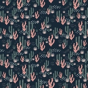 Small // Cactus Field Midnight Blue, Green and Pink