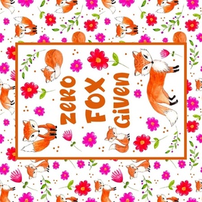 Large 27x18 Fat Quarter Panel Zero Fox Given Funny Sarcastic Fox Friends for Wall Hanging or Tea Towel