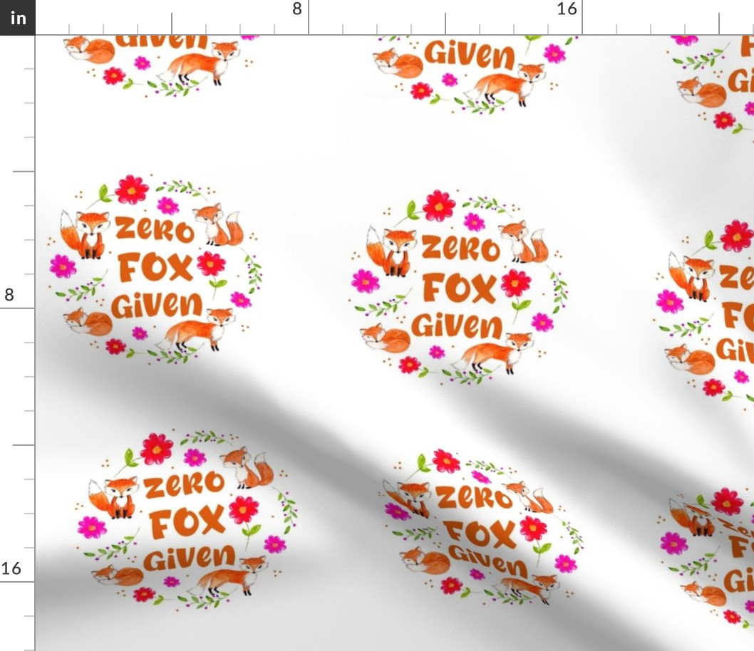 6" Circle Panel Zero Fox Given Funny Sarcastic Fox Friends for Embroidery Hoop Projects Quilt Squares