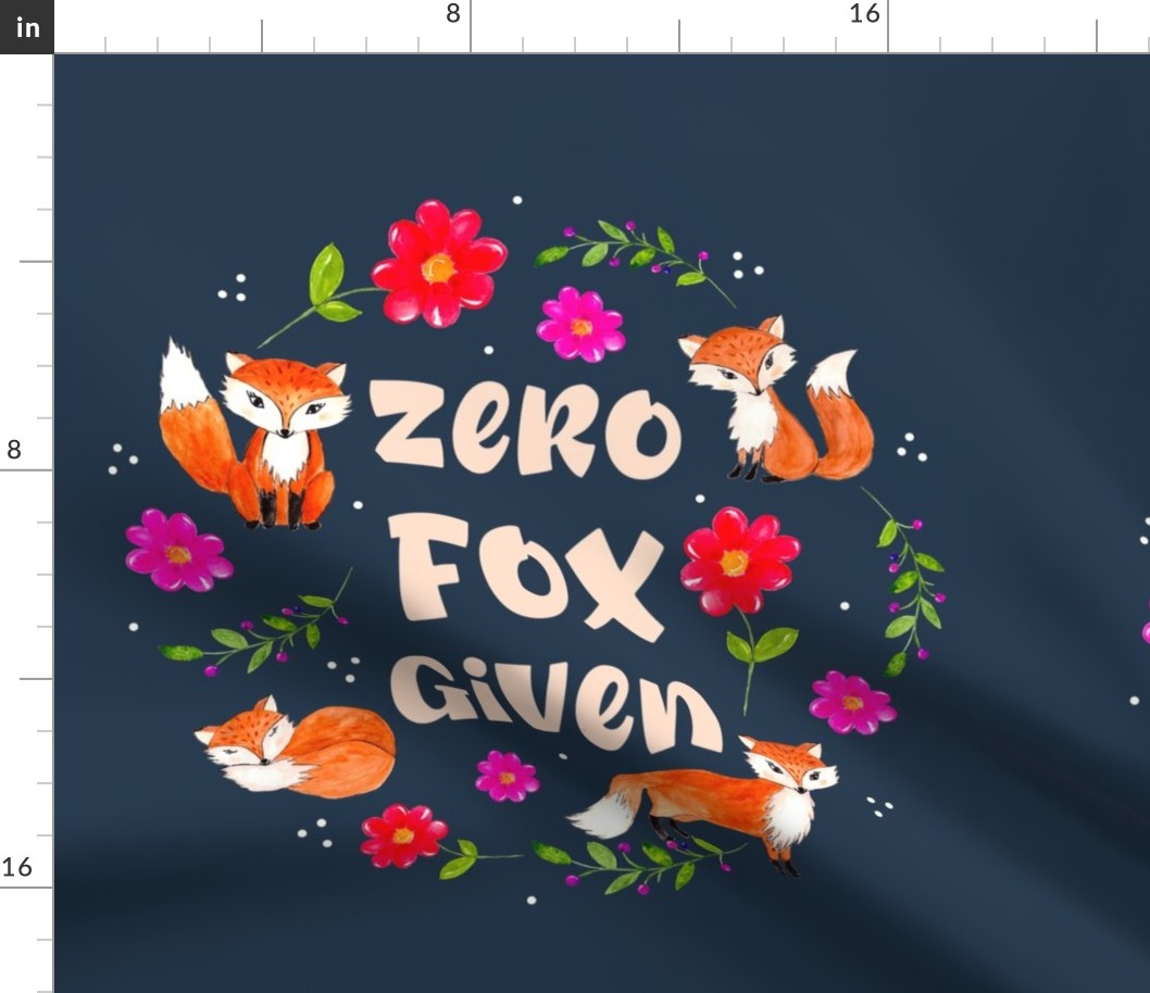 18x18 Panel Zero Fox Given Funny Sarcastic Fox Friends on Navy for DIY Throw Pillow or Cushion Cover