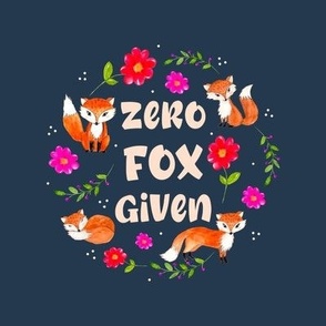 6" Circle Panel Zero Fox Given Funny Sarcastic Fox Friends on Navy for Embroidery Hoop Projects Quilt Squares