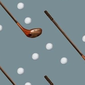 Golf Clubs Vintage - on Blue Sage Gray