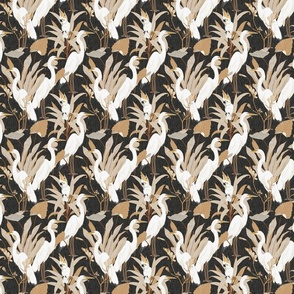 White Cranes Cockatoo Linen Grey Small