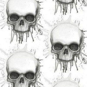 Watercolor Skull Splash black and white