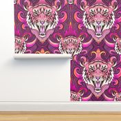 Pink tiger damask, extra large scale