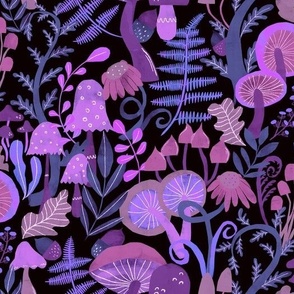 Avery purple black magical woodland mushroom forest