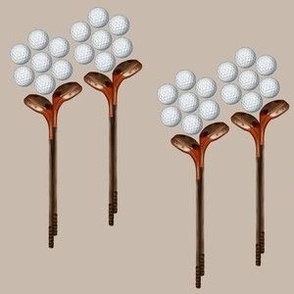 Golf Flowers on Beige Brown