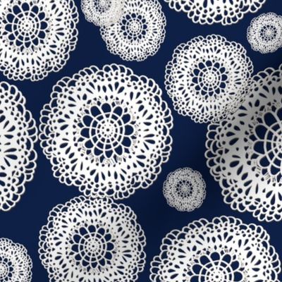 Navy Medium Scale Tossed Lace