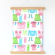 Colorful watercolor laundry for a laundry room.
