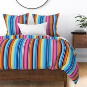 Serape Mexican Stripes in Blue Yellow Orange