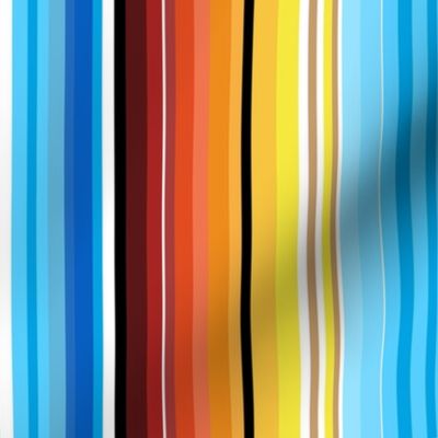 Serape Mexican Stripes in Blue Yellow Orange