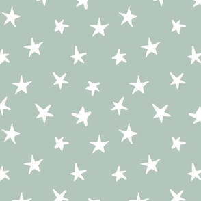 stars nursery, classic hand drawn white star design in sage green, star design matisse inspired by bloma studios