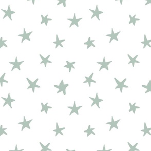 classic hand drawn sage green star design on a white background, stars nursery, matisse inspired by bloma studios
