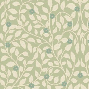 medium // William morris inspired leaves in olive
