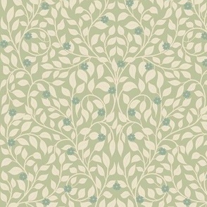 small // William morris inspired leaves in olive