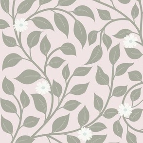 Large // William morris inspired leaves in pink