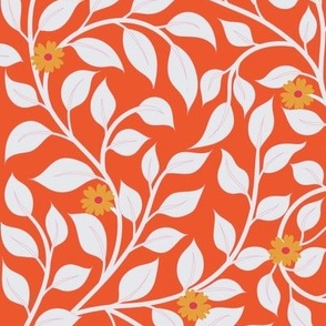 Large // William morris inspired leaves in white