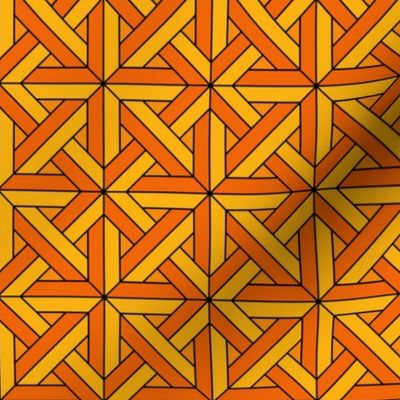 Geometric Pattern: Castel: Tangerine Black