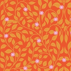 medium // William morris inspired leaves in orange