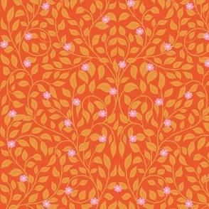 small // William morris inspired leaves in orange