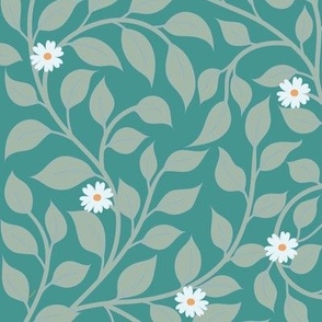 Large // William morris inspired leaves in green