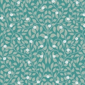 small // William morris inspired leaves in green
