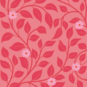 Large // William morris inspired leaves in red 