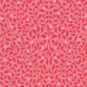 small // William morris inspired leaves in red 