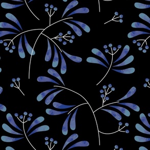 Blue stems on black
