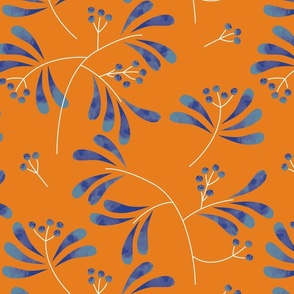 Blue stems on orange