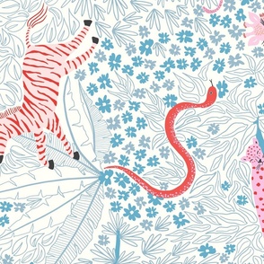 Whimsical safari/blue line work rotated/jumbo