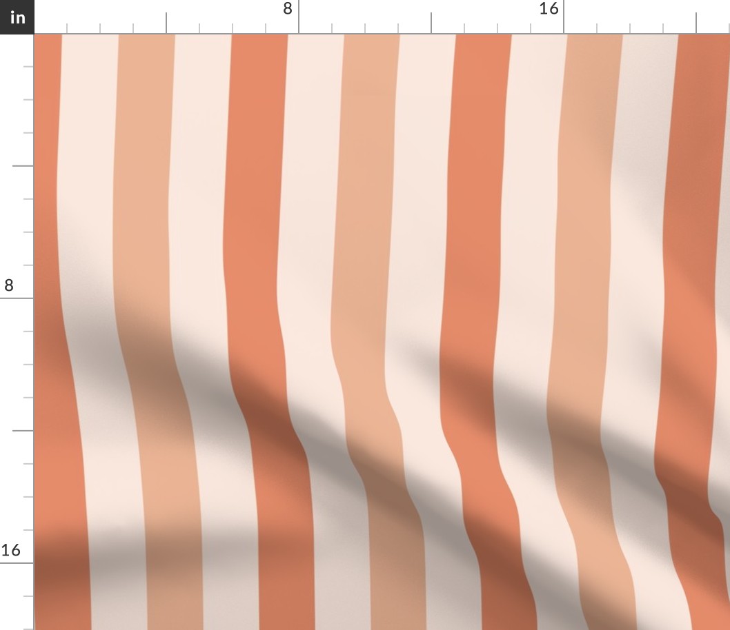 LARGE retro stripes fabric - coordinate 70s peach salmon beachy stripes