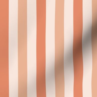 MEDIUM retro stripes fabric - coordinate 70s peach salmon beachy stripes