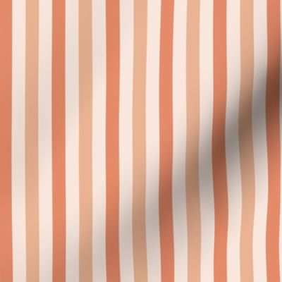 SMALL retro stripes fabric - coordinate 70s peach salmon beachy stripes