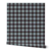 1" check fabric - plaid check, black and blue