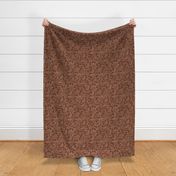 Bigger Scale Cinnamon Brown Fancy Floral Scroll