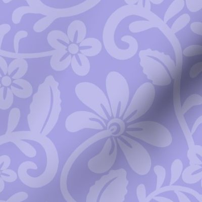 Bigger Scale Lilac Lavender Light Purple Fancy Floral Scroll