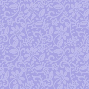 Bigger Scale Lilac Lavender Light Purple Fancy Floral Scroll