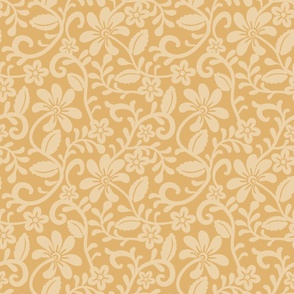 Bigger Scale Honey Gold Fancy Floral Scroll